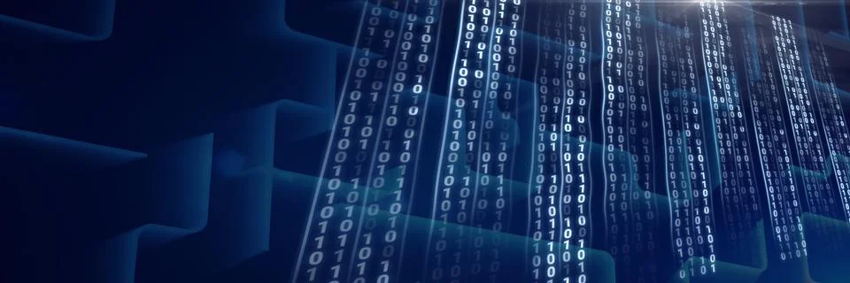 Code binary interface and blue background Stock Illustration