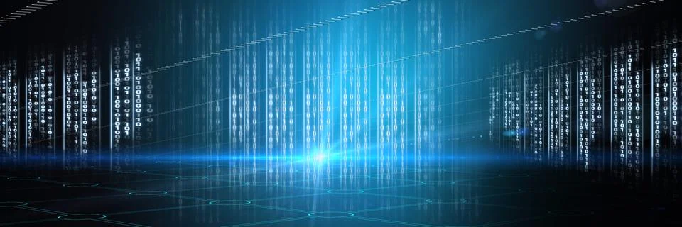 Code binary interface and blue background Stock Illustration