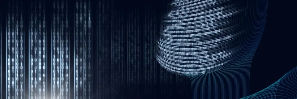 Code binary interface and blue background Stock Illustration