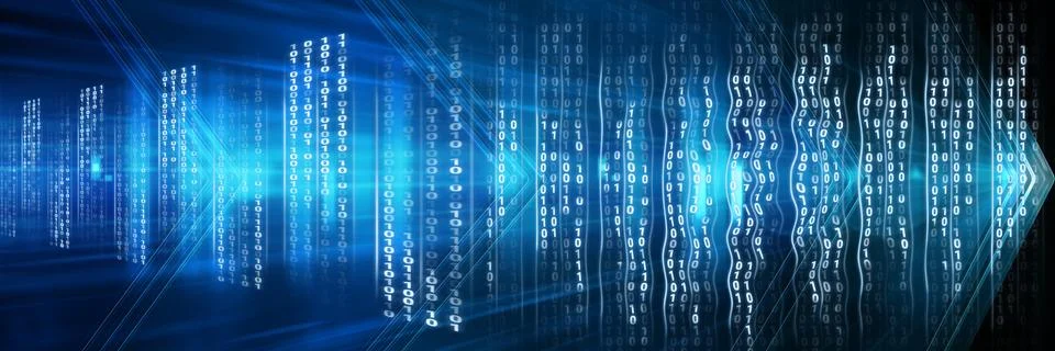 Code binary interface and blue background Stock Illustration