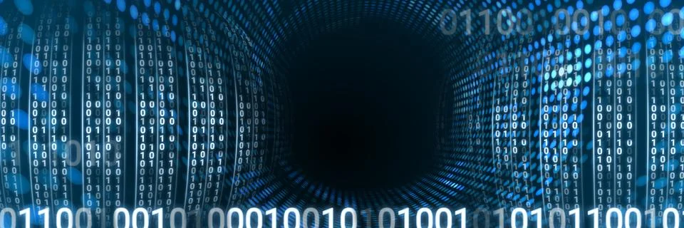 Code binary interface and blue background Stock Illustration