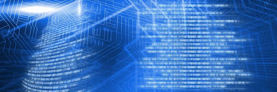 Code binary interface and blue background Stock Illustration