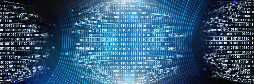 Code binary interface and blue background Stock Illustration