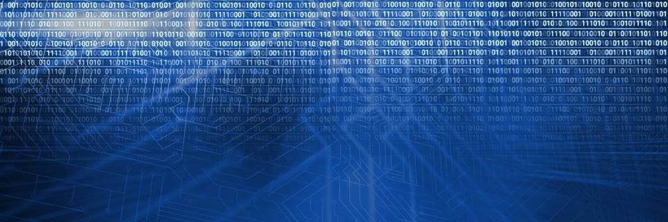 Code binary interface and blue background Stock Illustration