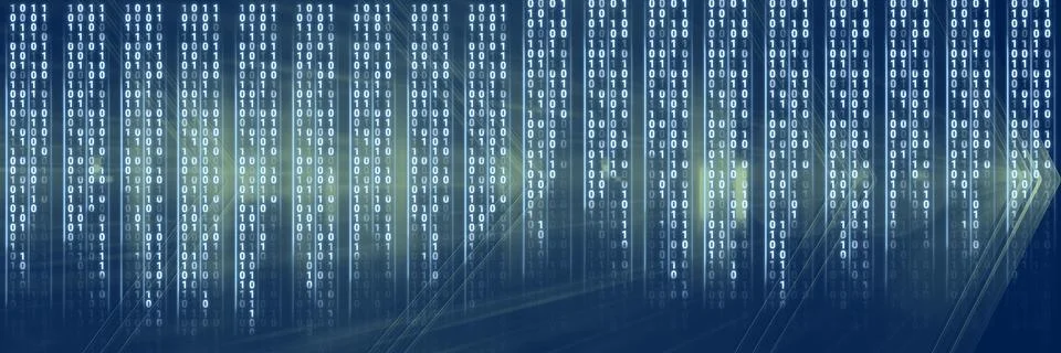 Code binary interface and blue background Stock Illustration