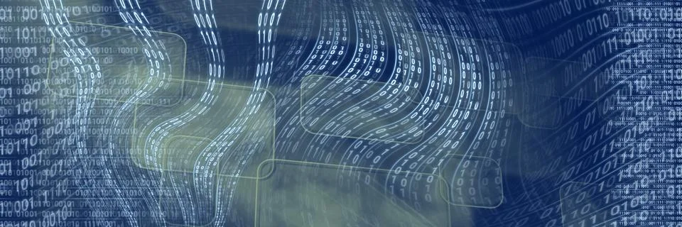 Code binary interface and blue background Stock Illustration