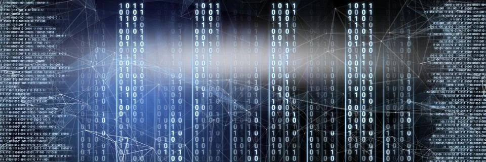 Code binary interface and dark background Stock Illustration