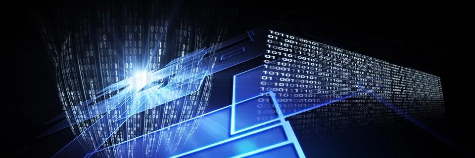 Code binary interface and dark perspective background イラスト素材