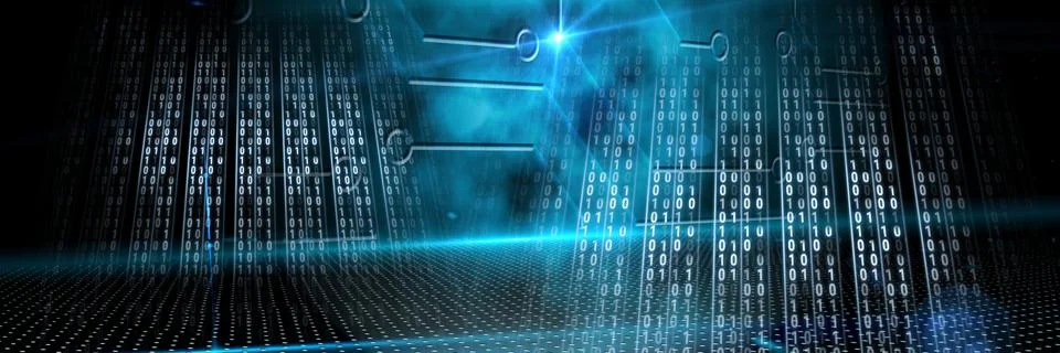 Code binary interface and dark background Stock Illustration