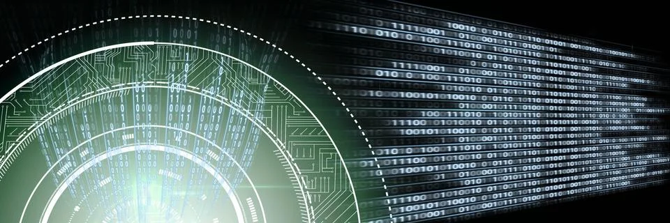 Code binary interface and green background Stock Illustration