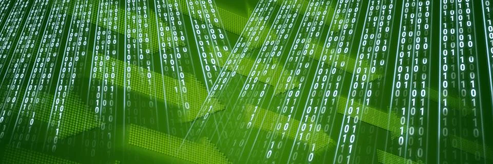 Code binary interface and green background Stock Illustration