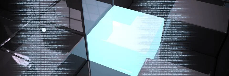 Code binary interface and minimal cuboids background Stock Illustration