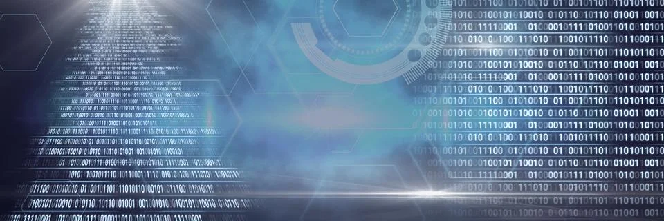 Code binary interface and misty background Stock Illustration