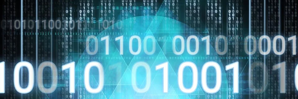 Code binary interface and turquoise background Stock Illustration