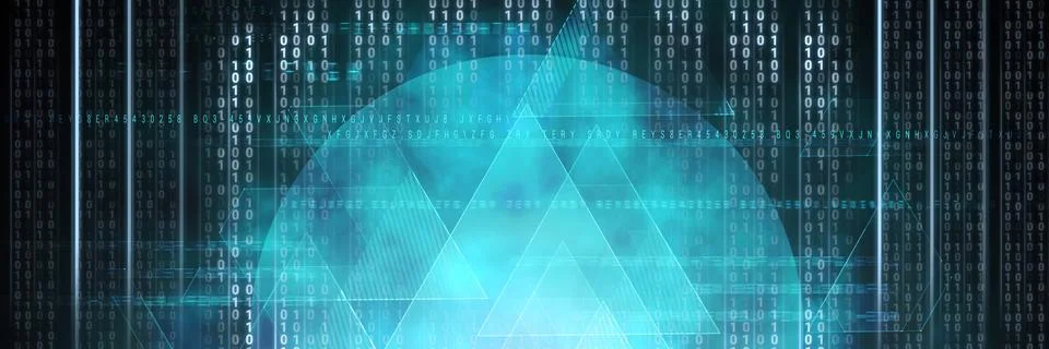 Code binary interface and turquoise background Stock Illustration