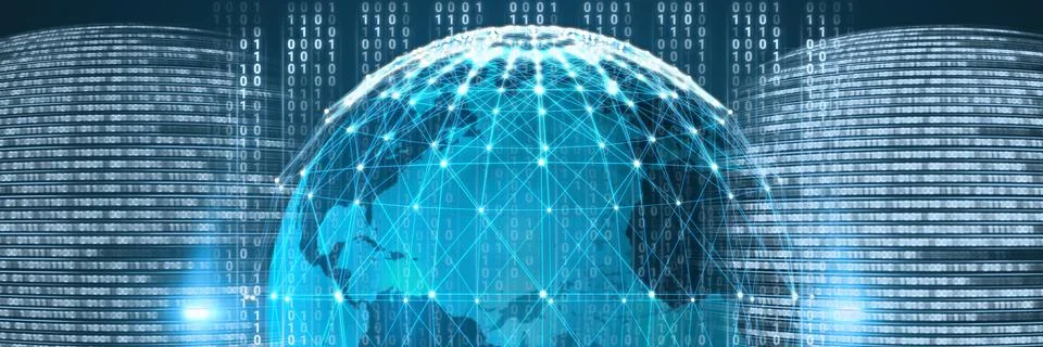 Code binary interface and world globe background Stock Illustration