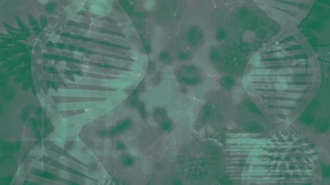 Code block fading in center causing helices drifting and spiky particles pulsing Stock Footage 328584010