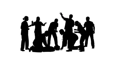 Code Blue Emergency Response Team Silhouettes Stock Illustration