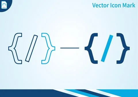 Code bracket icon vector illustration in two styles. Stock Illustration