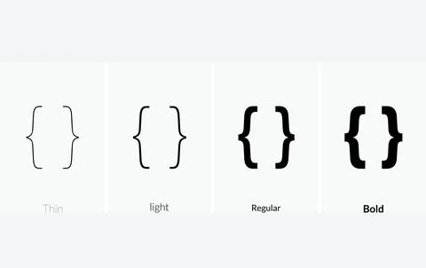 Code brackets icon. Thin, Light Regular And Bold style design isolated on w.. Stock-Illustration