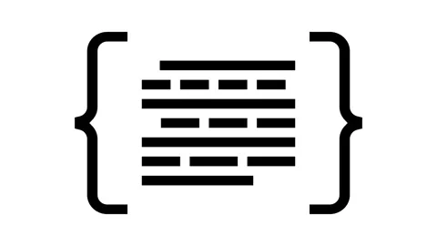 Code brackets with letters nlp glyph icon animation Stock Footage 326145143