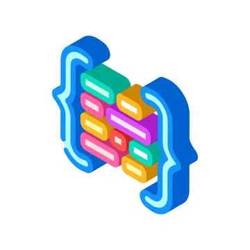 Code brackets with letters nlp isometric icon vector illustration Stock Illustration