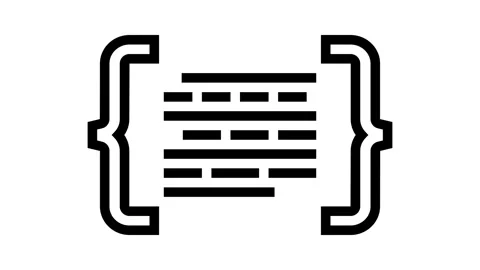 Code brackets with letters nlp line icon animation Stock Footage 326125384