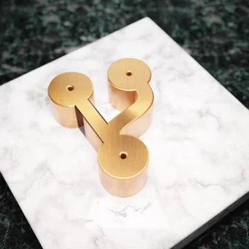 Code Branch icon. Bronze Code Branch symbol on white marble podium. Illustrazione stock