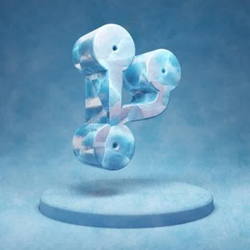 Code Branch icon. Cracked blue Ice Code Branch symbol on blue snow podium. Stock-Illustration