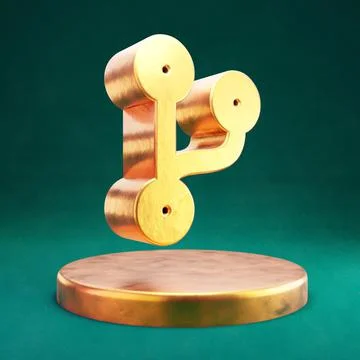 Code Branch icon. Fortuna Gold Code Branch symbol on golden podium. Illustrazione stock
