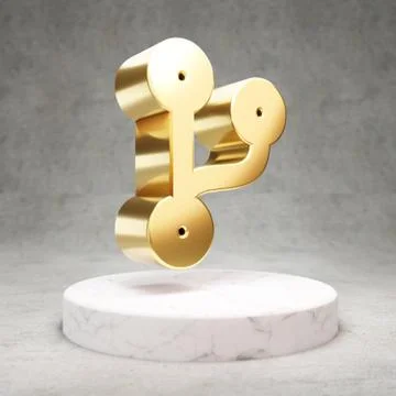 Code Branch icon. Shiny golden Code Branch symbol on white marble podium. Stock Illustration