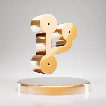 Code Branch icon. Yellow Gold Code Branch symbol on golden podium. Illustrazione stock