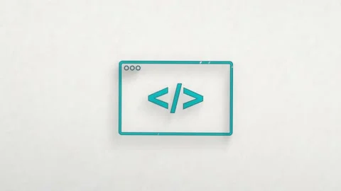 Code browser icon with color drawing effect. Doodle animation. 4K Stock Footage 185598811