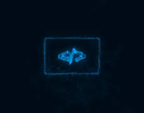 Code browser icon with plexus effect. Connected lines with dots. Illustration Stock Illustration