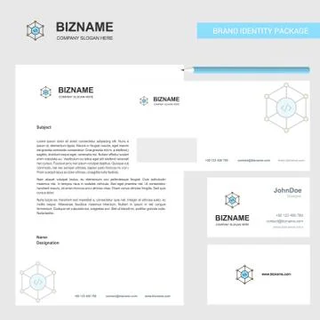 Code Business Letterhead, Envelope and visiting Card Design vector template Stock Illustration
