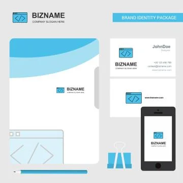 Code Business Logo, File Cover Visiting Card and Mobile App Design. Vector Il Stock-Illustration