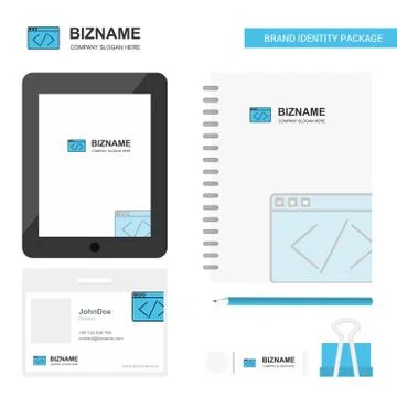 Code Business Logo, Tab App, Diary PVC Employee Card and USB Brand Stationary Stock-Illustration