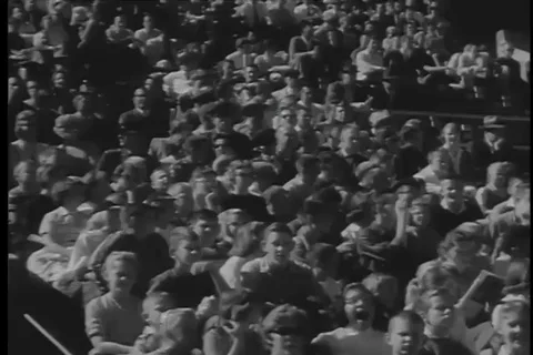 Code of Cadets parade during the half time of football match - 1958 Stock Footage 99591311