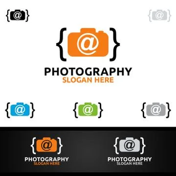 Code Camera Photography Logo Stock Illustration