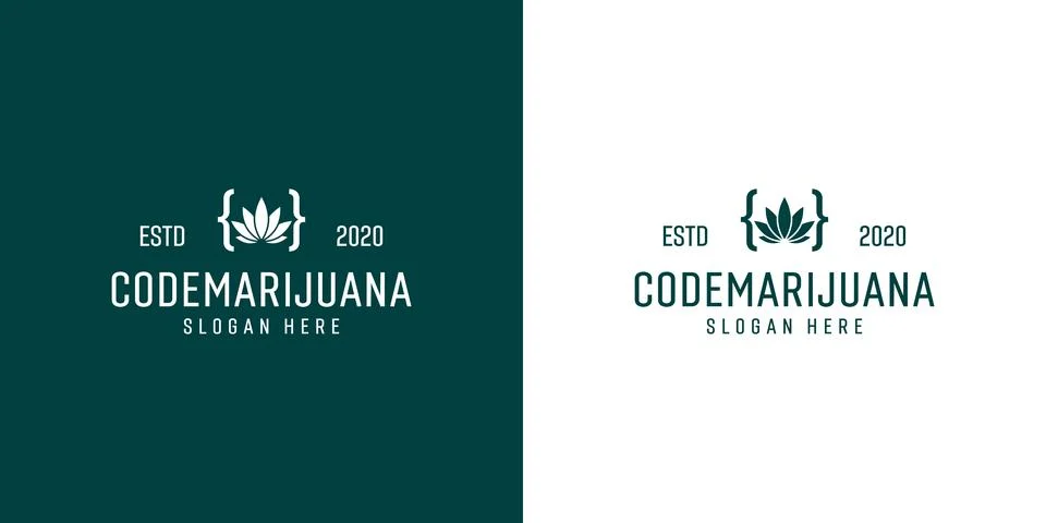 Code Cannabis marijuana leaf logo vector Illustrazione stock