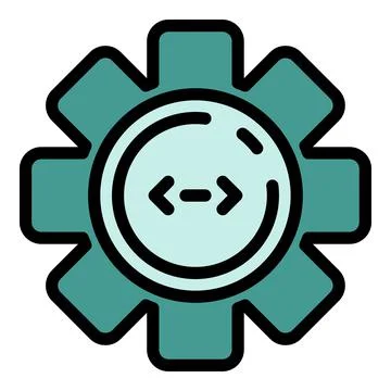 Code in circle cogwheel icon color outline vector 스톡 일러스트