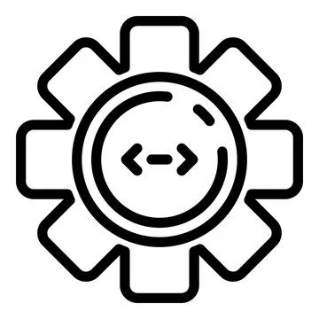 Code in circle cogwheel icon, outline style Stock Illustration