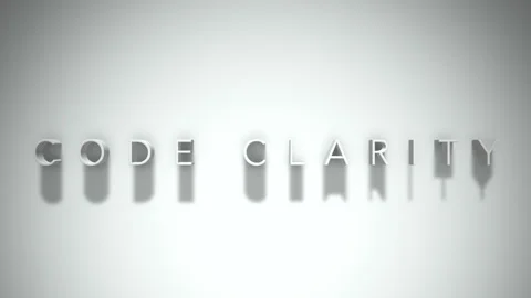 Code clarity 3D title animation white text on a white background Stock Footage 299421385
