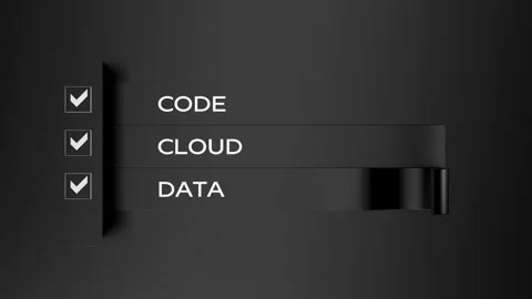 Code cloud data Checklist Banner writing text Ai. 3D animation Video stock 337623860