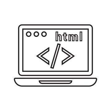 Code, coding, html outline icon. Line art vector. Stockillustratie