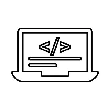 Code, coding line icon. Outline vector. Stock Illustration
