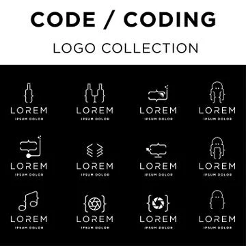 Code coding logo design set vector collection Stock Illustration