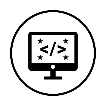 Code, coding, programming icon. Black vector graphics. Stock Illustration