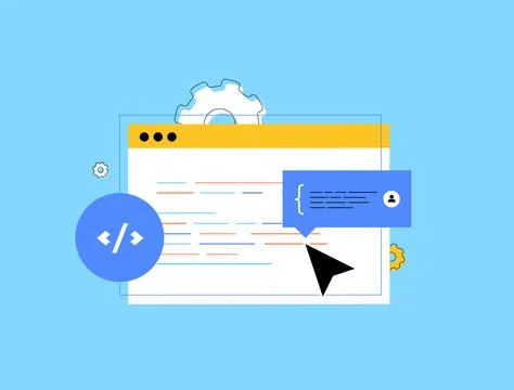 Code comments in programming improve team collaboration, assist in debugging and Stock Illustration