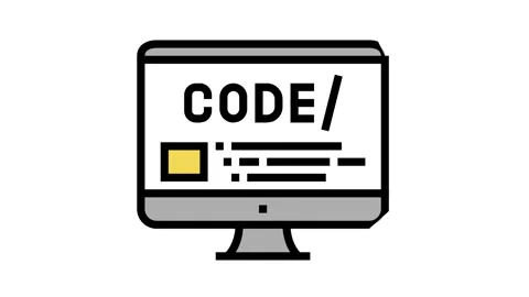 Code on computer screen color icon animation Stock Footage 163786532